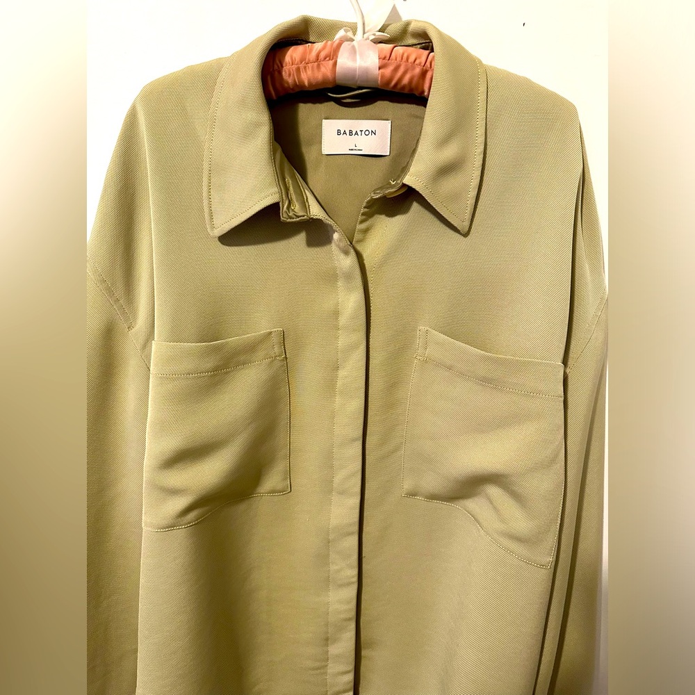 ⭐️SOLD⭐️ Aritzia Babaton Borna Shirt Jacket Pistachio Green L - Picture 6 of 11